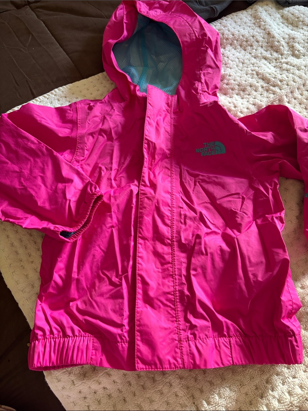 The North Face Kids Bright Pink Hooded Rain Jacket